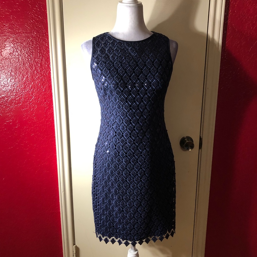 Lauren Ralph Lauren Blue Sleeveless Sequin Dress